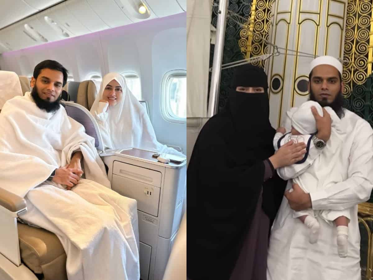 Sana Khan's first Umrah with son Tariq, newborn's face revealed