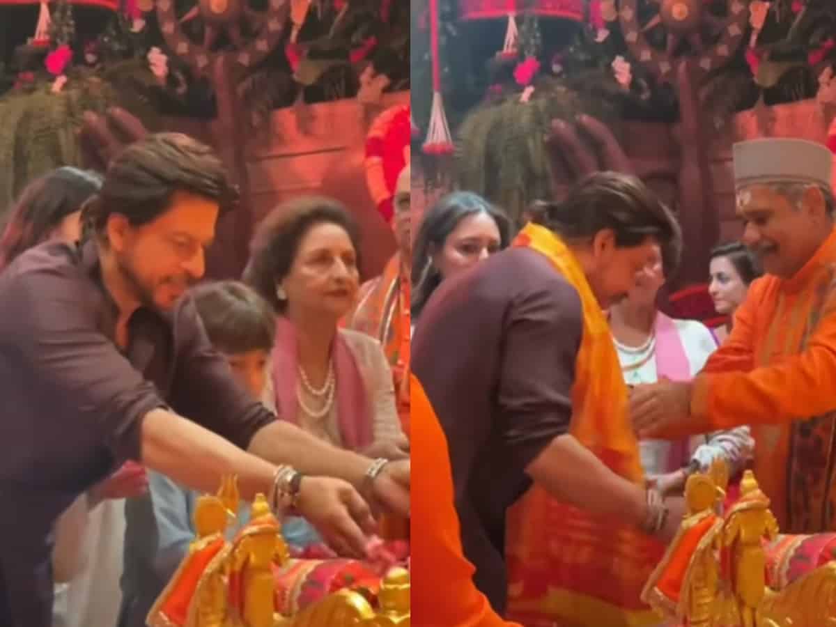 Unseen video of SRK performing Ganesh puja at Ambani's home