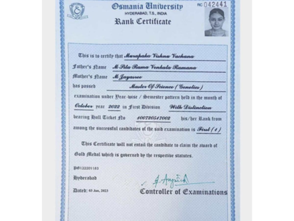 A topper in M.Sc. Genetics from Osmania University