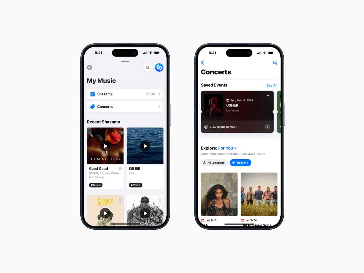Apple's Shazam app rolls out new 'Concerts' section