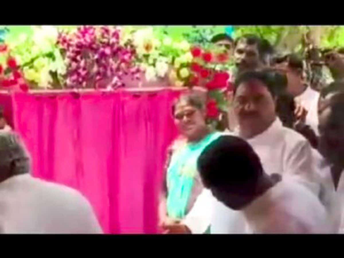 Telangana: BRS minister smacks Shadnagar MLA in public