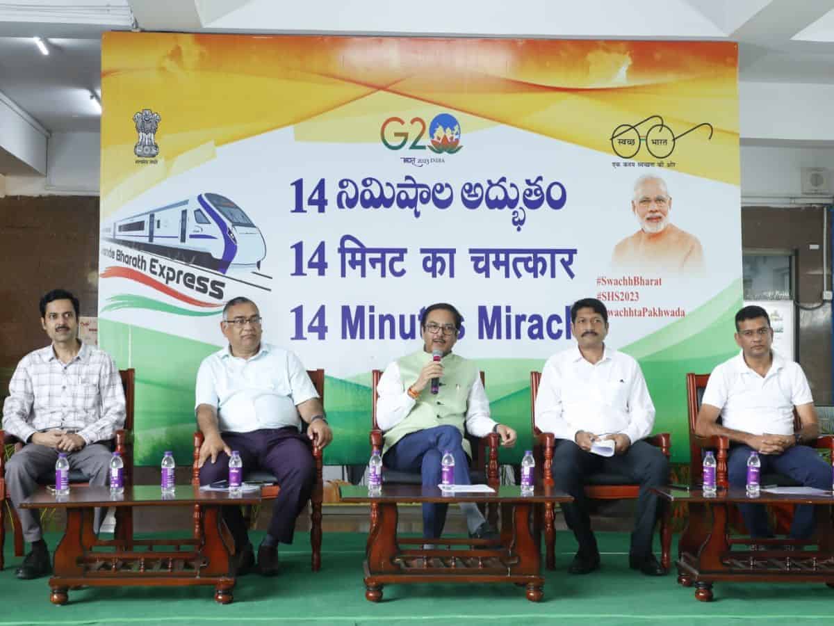 Hyderabad: SCR launches'14 Minutes Miracle' to clean Vande Bharat
