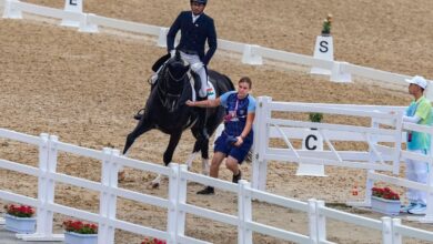 India’s Hriday Vipul Chheda competes in the Equestrian Dressage Individual Final event at the 19th Asian Games,