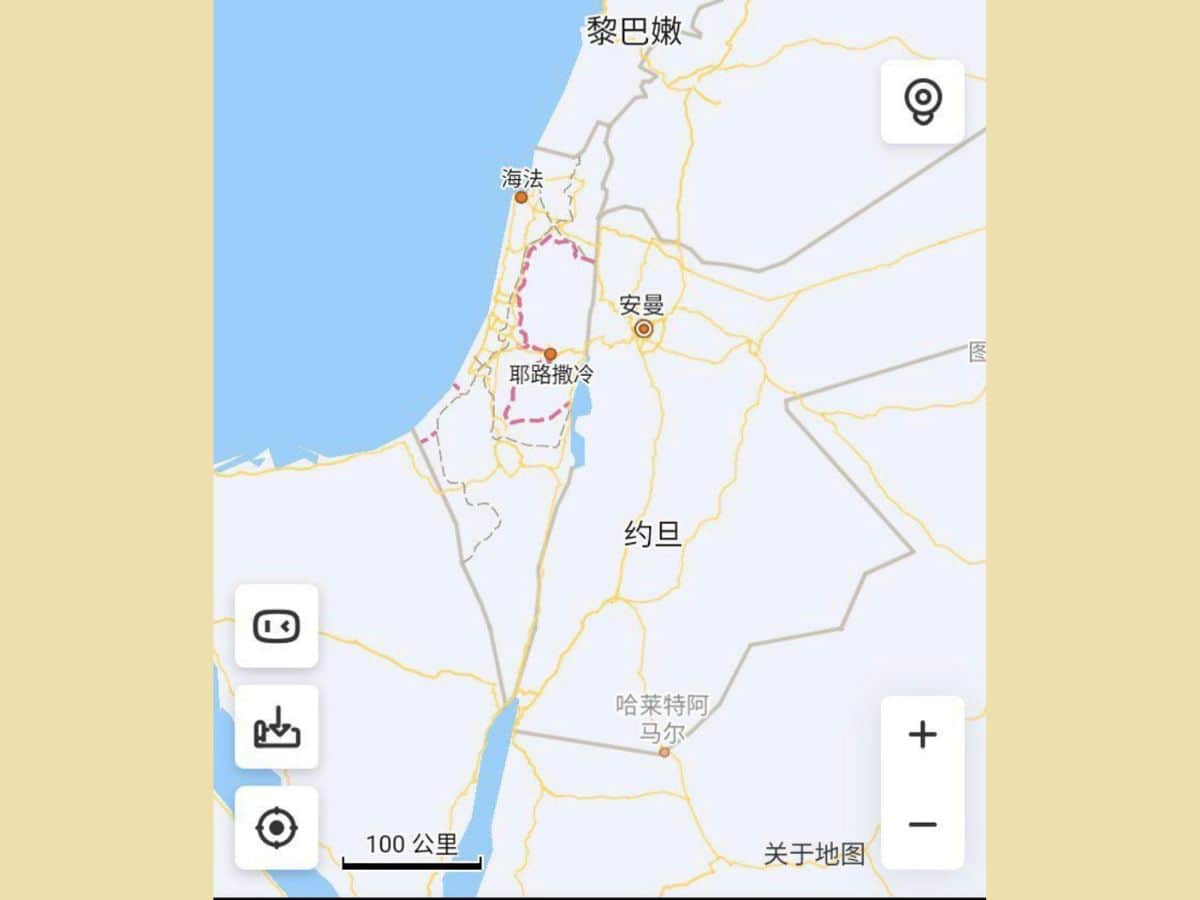Israel 'disappears' from digital maps released by Chinese companies
