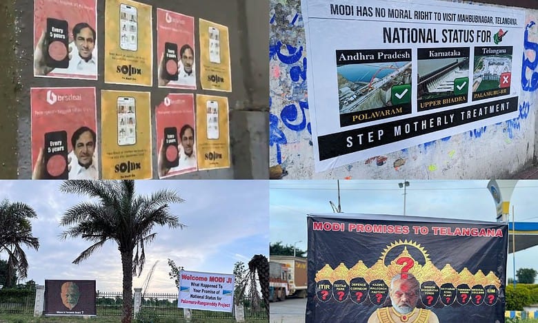 BRS-BJP poster war ahead of PM Modi’s Telangana visit
