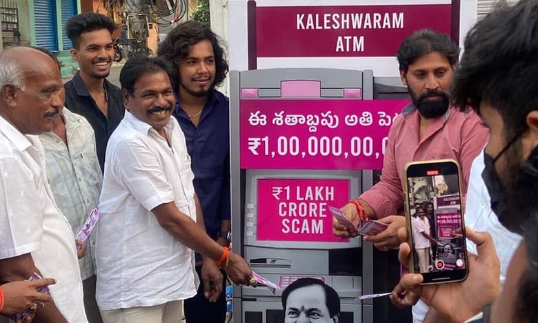 Telangana Cong unveils 'Kaleshwaram ATM' campaign to target KCR