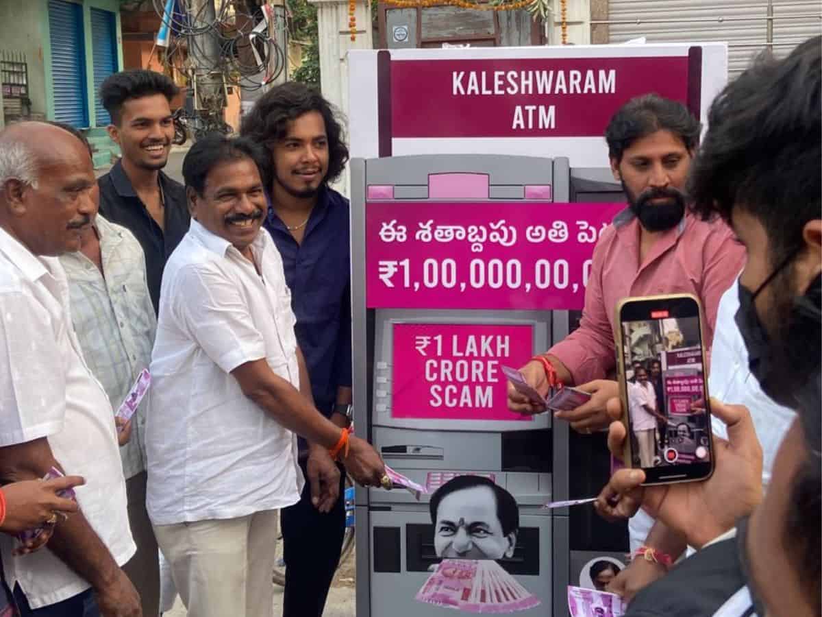 Telangana Cong unveils 'Kaleshwaram ATM' campaign to target KCR