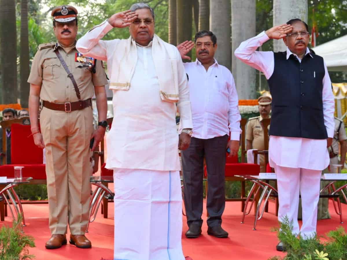 Karnataka CM Siddaramaiah at a Police Remembrance Day programme