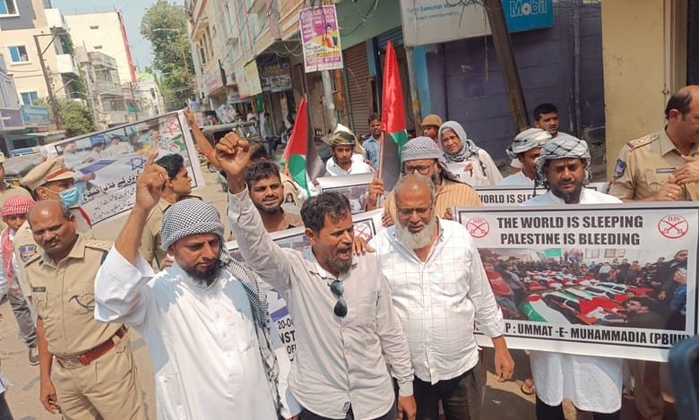 Pro-Palestine protests in Hyderabad; voices raised against Israel