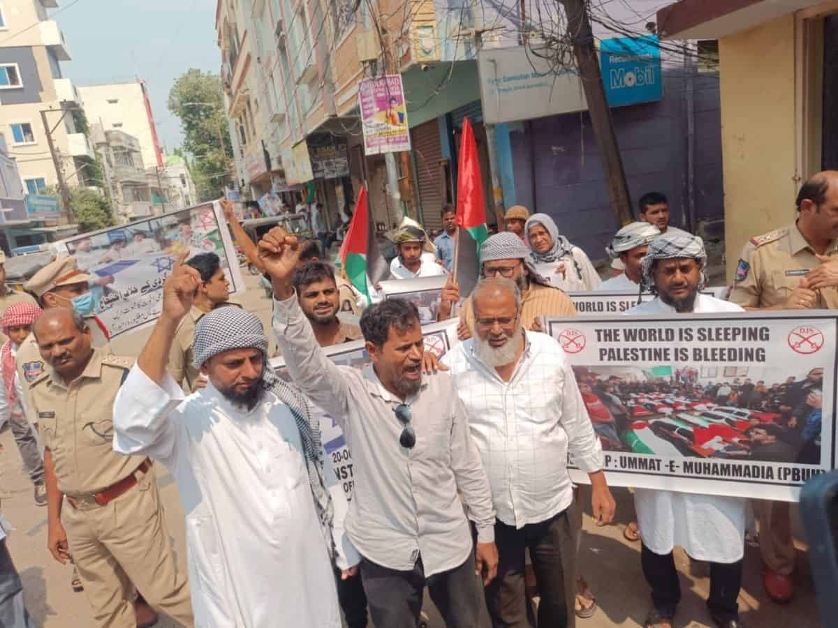 Pro-Palestine protests in Hyderabad; voices raised against Israel