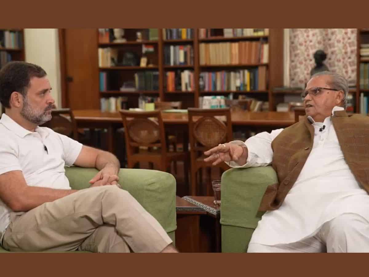 Video: Rahul Gandhi, Satya Pal Malik discuss J&K, Pulwama attack & Manipur