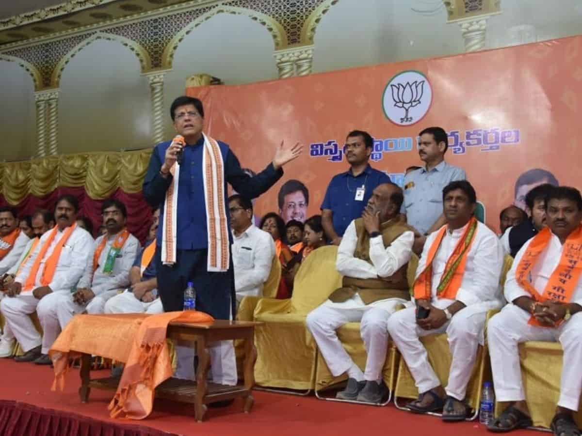 piyush goyal in public meeting of the BJP in Hyderabad, Telangaa