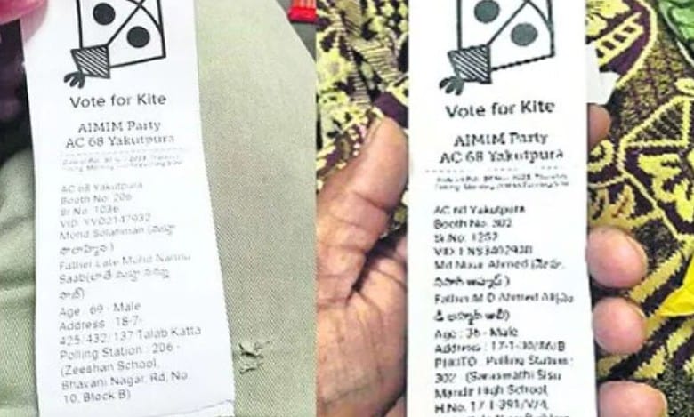 AIMIM Illegelly Pinning Pamphlets with Voter-Slips: MBT to EC
