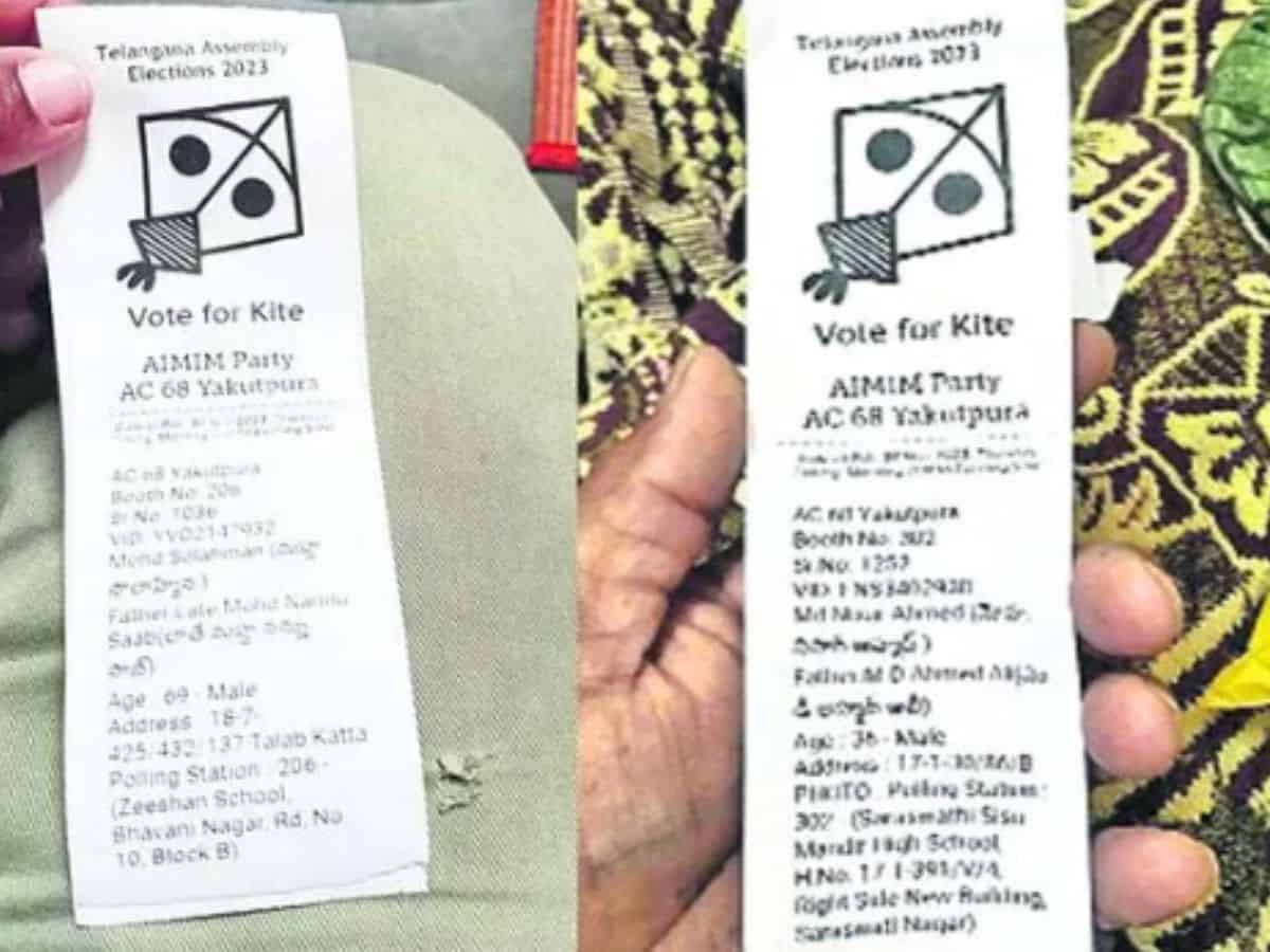 AIMIM Illegelly Pinning Pamphlets with Voter-Slips: MBT to EC