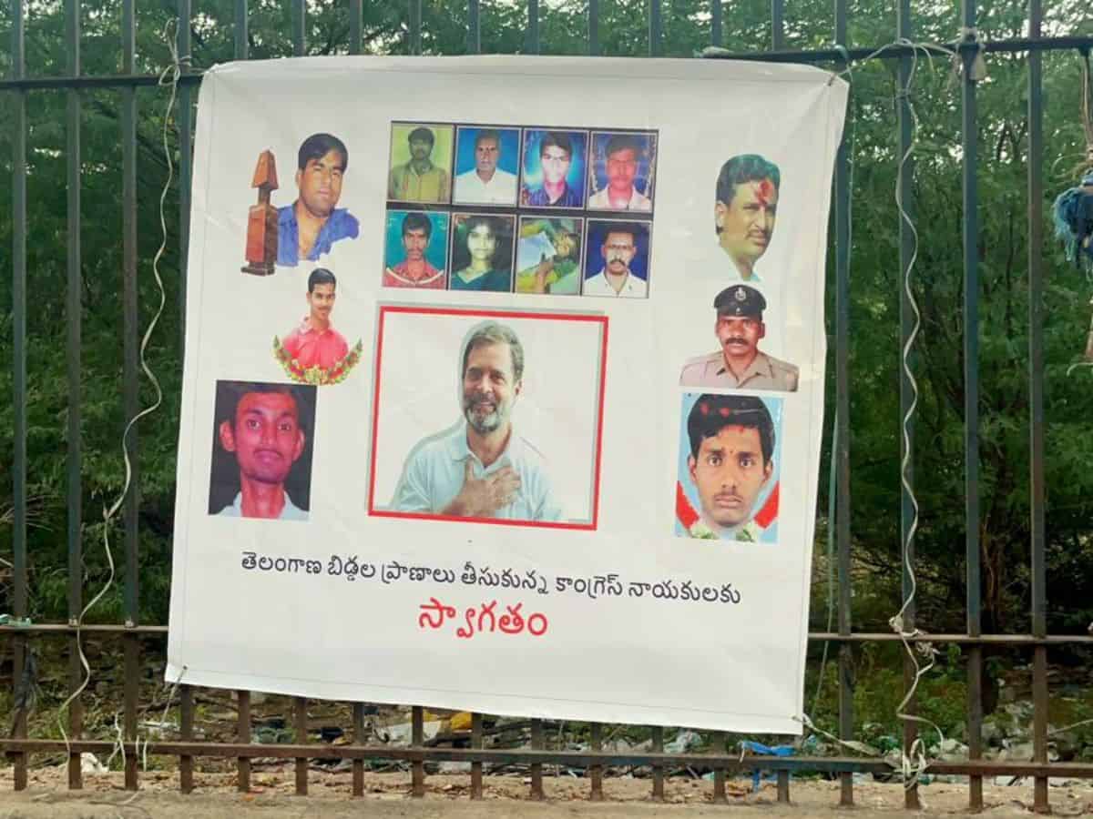 Anti-Congress posters erected in Hyderabad ahead of manifesto release