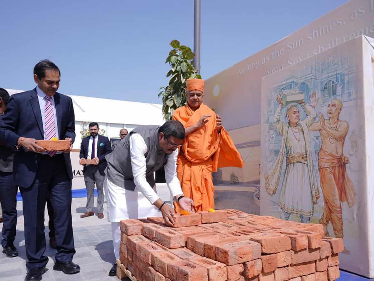 Dharmendra Pradhan visits BAPS Hindu Mandir in Abu Dhabi