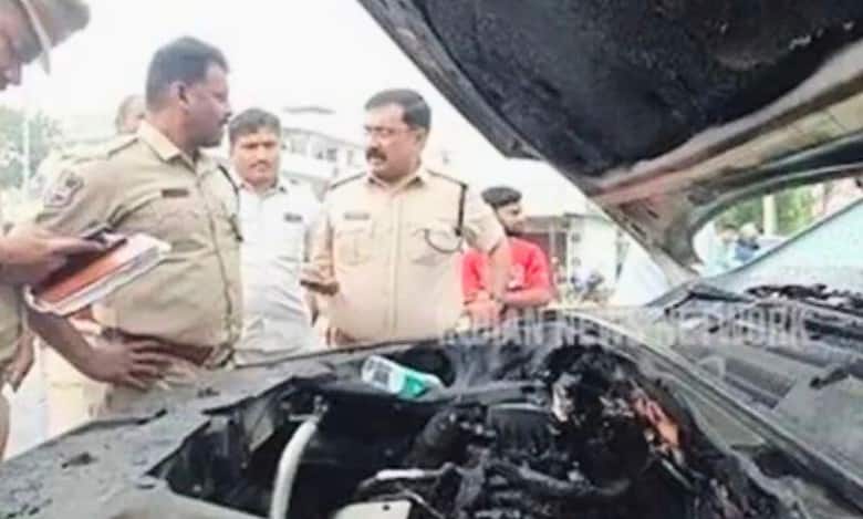 Telangana: Cash hidden in car engine catches fire in Warangal