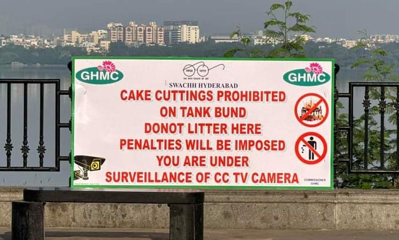 Hyderabad: GHMC prohibits cake cutting, litter on Tank Bund