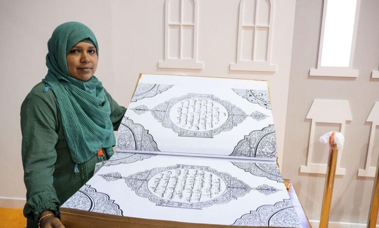 UAE: Indian woman showcase calligraphic handwritten Holy Quran at SIBF 2023