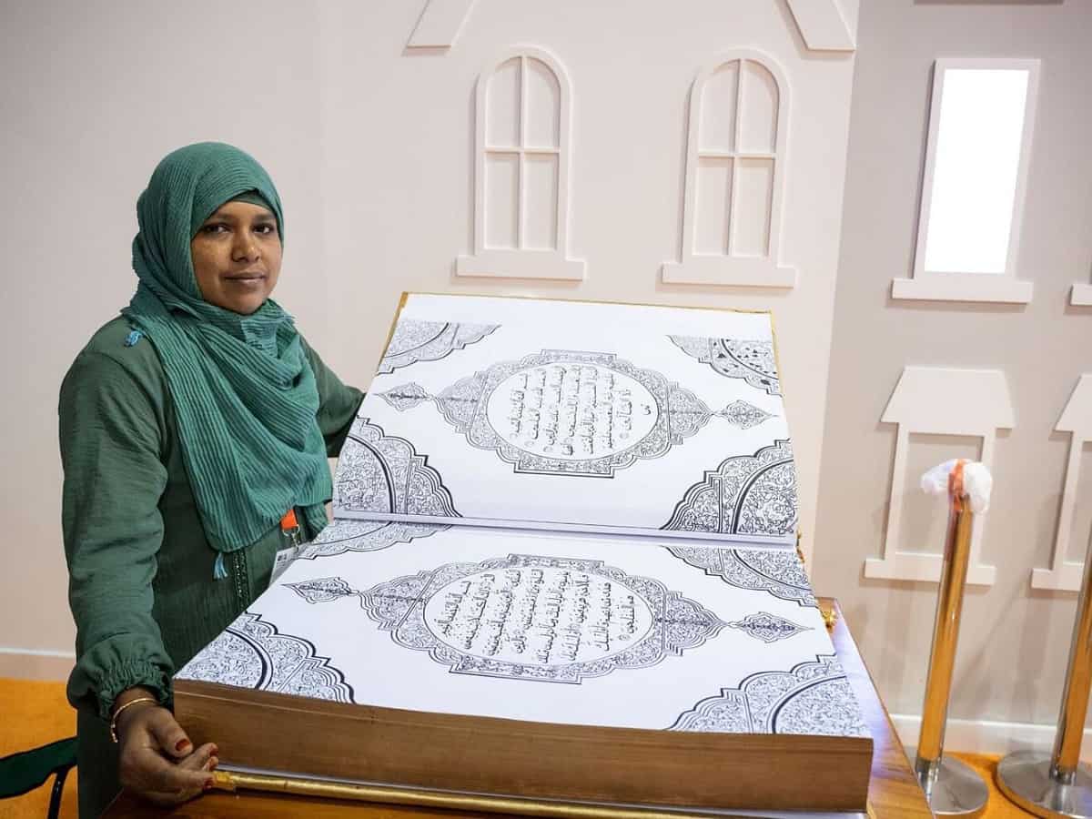 UAE: Indian woman showcase calligraphic handwritten Holy Quran at SIBF 2023