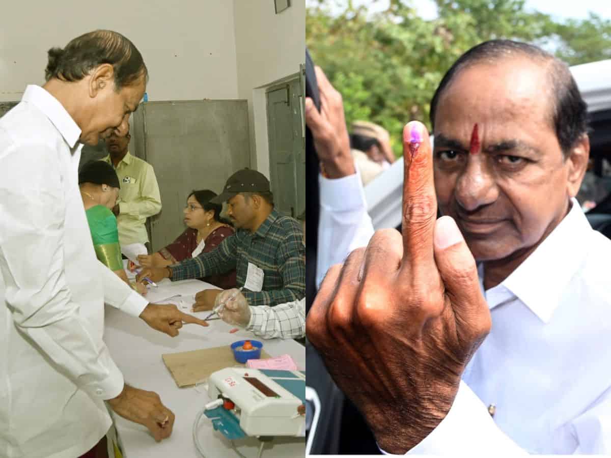 Video: Telangana CM KCR, wife cast vote in Chintamadaka