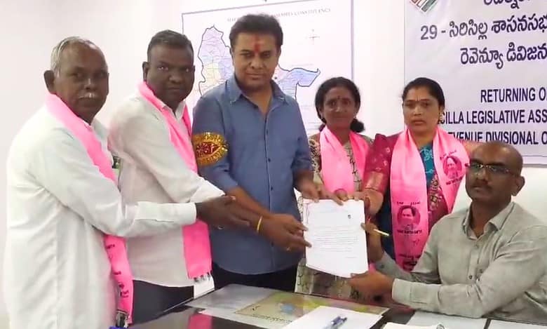 Telangana polls: KTR files nomination for Sircilla