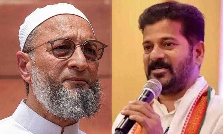 Hyderabad: AIMIM to support Congress for Jubilee Hills by-poll. Image of AIMIM chief Asaduddin Owaisi and Telangana CM Revanth Reddy.