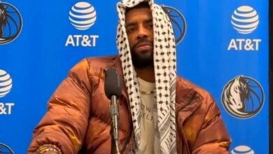 Watch: Basketball player Kyrie Irving wears keffiyeh in solidarity with Palestine
