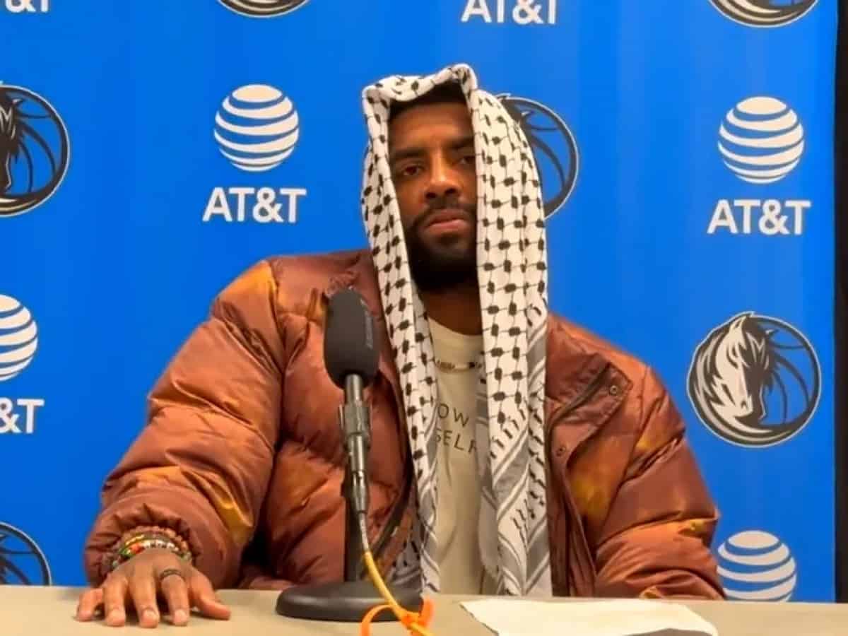 Watch: Basketball player Kyrie Irving wears keffiyeh in solidarity with Palestine