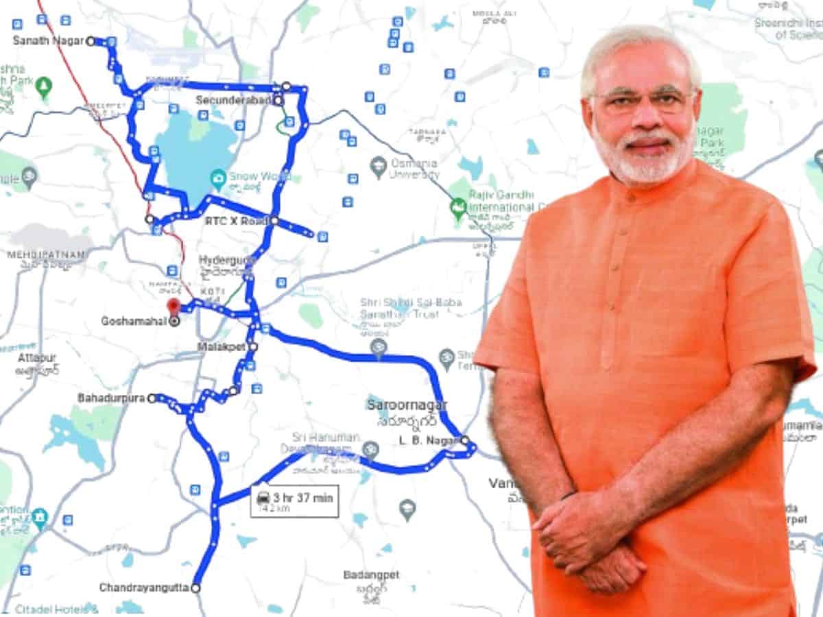 (BJP) has planned a massive 166 Km long mega roadshow in over 15 constituencies on November 27 featuring Prime Minister Narendra Modi.