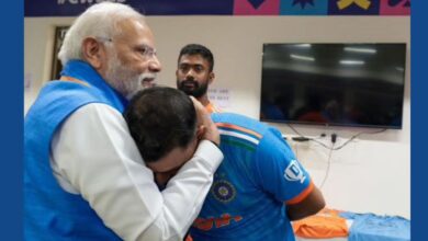 PM Modi comforts Mohammed Shami with a hug after World Cup match