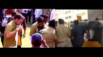 Video: Rahul Gandhi hops on auto ride in Hyderabad post gig workers meet