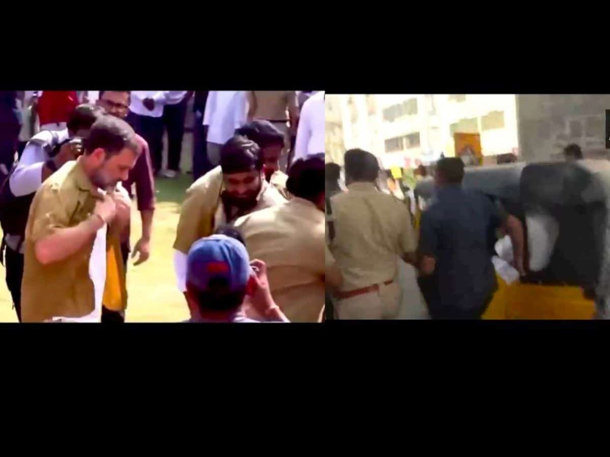 Video: Rahul Gandhi hops on auto ride in Hyderabad post gig workers meet