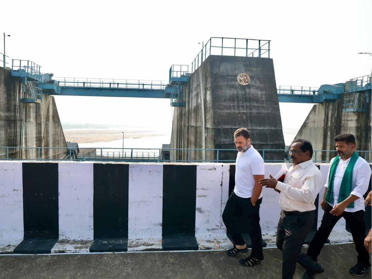 Rahul Gandhi visits Kaleshwaram; inspects Medigadda barrage