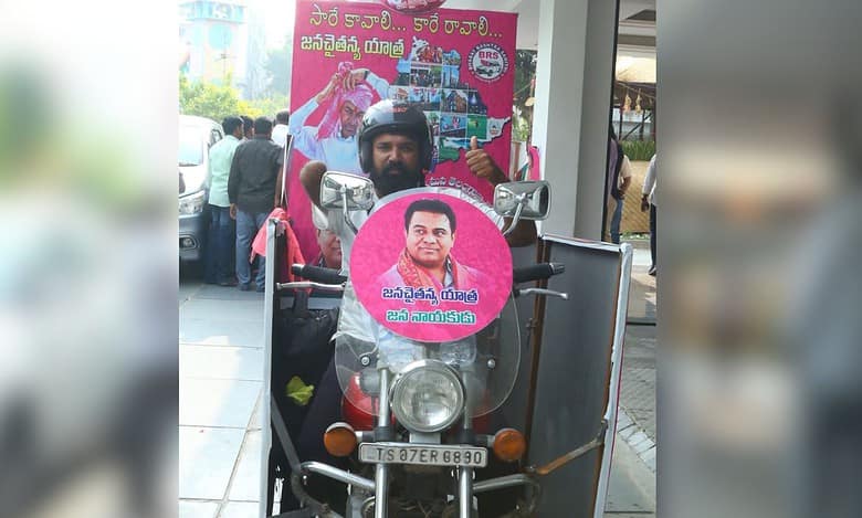 Telangana polls: Specially-abled man bikes 11K km for BRS