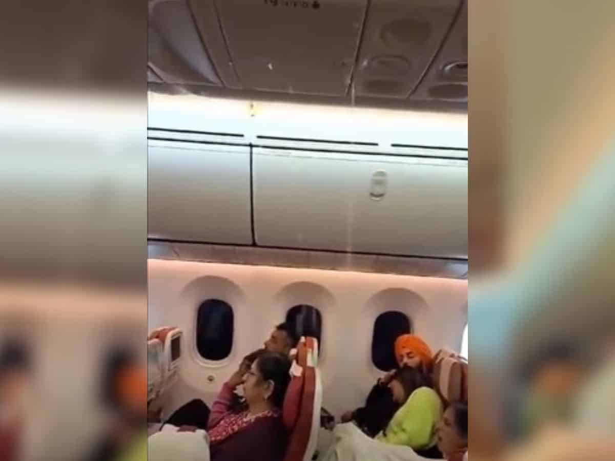 Watch: Water drips from overhead bins in Air India flight; passengers stunned