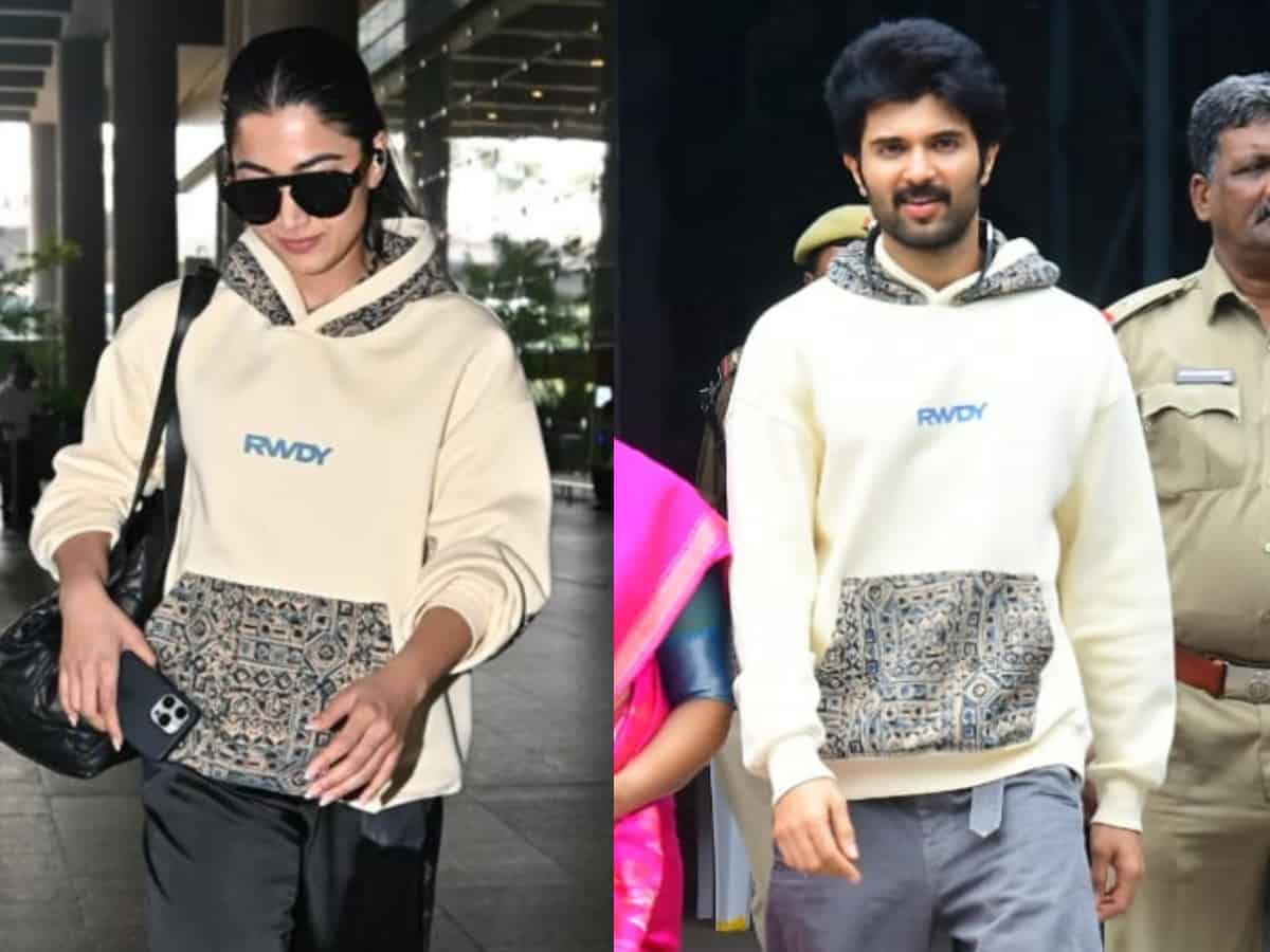 Lovebirds Rashmika, Vijay wear same hoodie on elections day