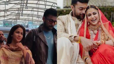 Newlyweds Varun Tej, Lavanya Tripathi at Hyderabad airport