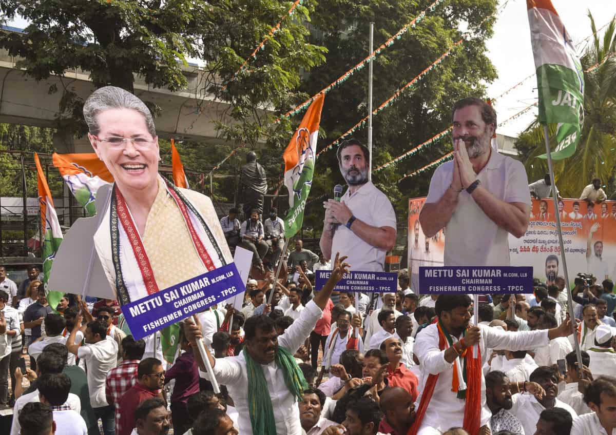 In photos: Telangana polls 2023 - Congress celebrates lead