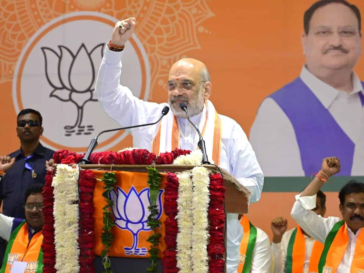 BJP Amit Shah in a meeting with BJP Telangana Mandal Presidents in Rangareddy