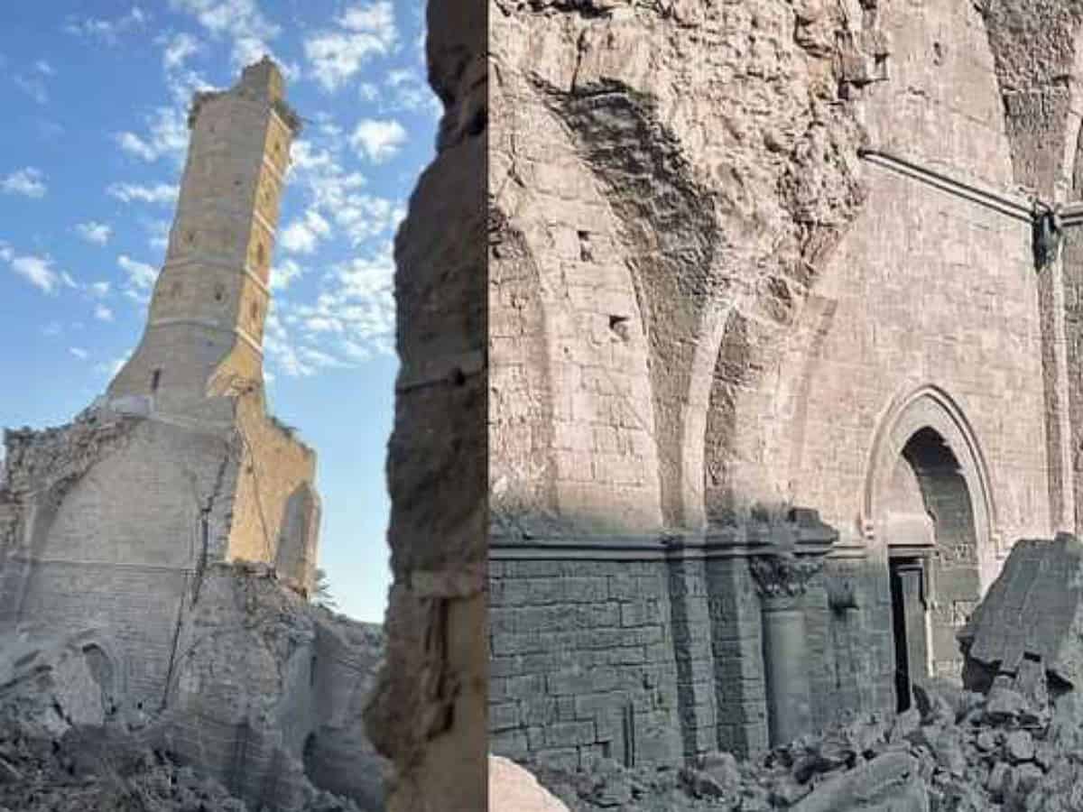 The Great Omari Mosque, the oldest and largest mosque in Gaza, was destroyed by Israeli bombing in the Old City of Gaza City.