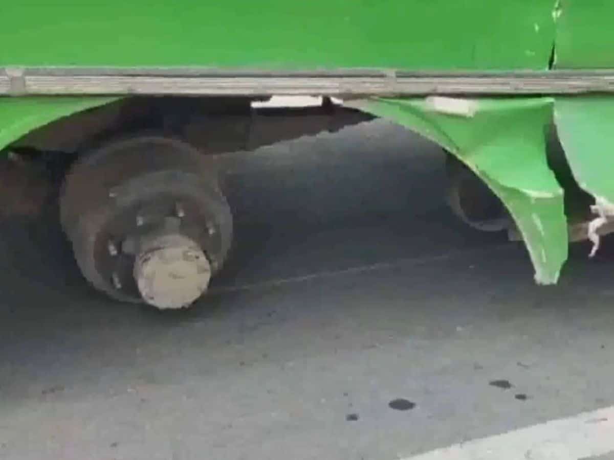 Watch: Tires of rented TSRTC bus fall off mid-journey in Telangana