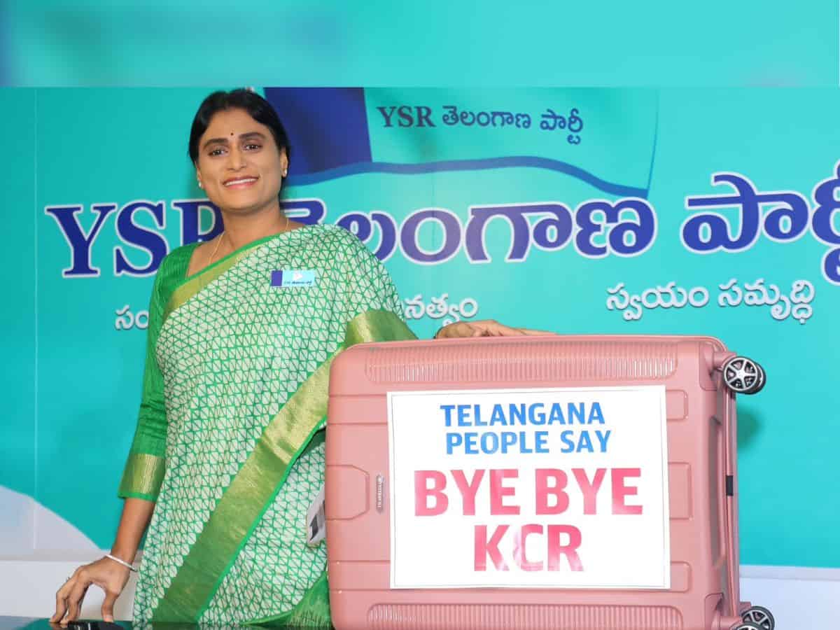 One day to counting, Sharmila sends 'Bye Bye KCR' suitcase as gift to CM