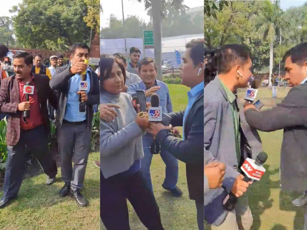 Watch: Reporters fight over smoke canister at Parliament security breach