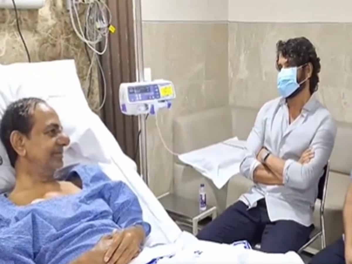 Nagarjuna Akkineni calls on KCR at hospital