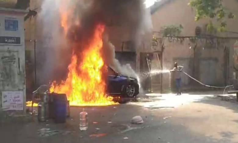 Video: Car bursts into flames in Hyderabad's mint compound
