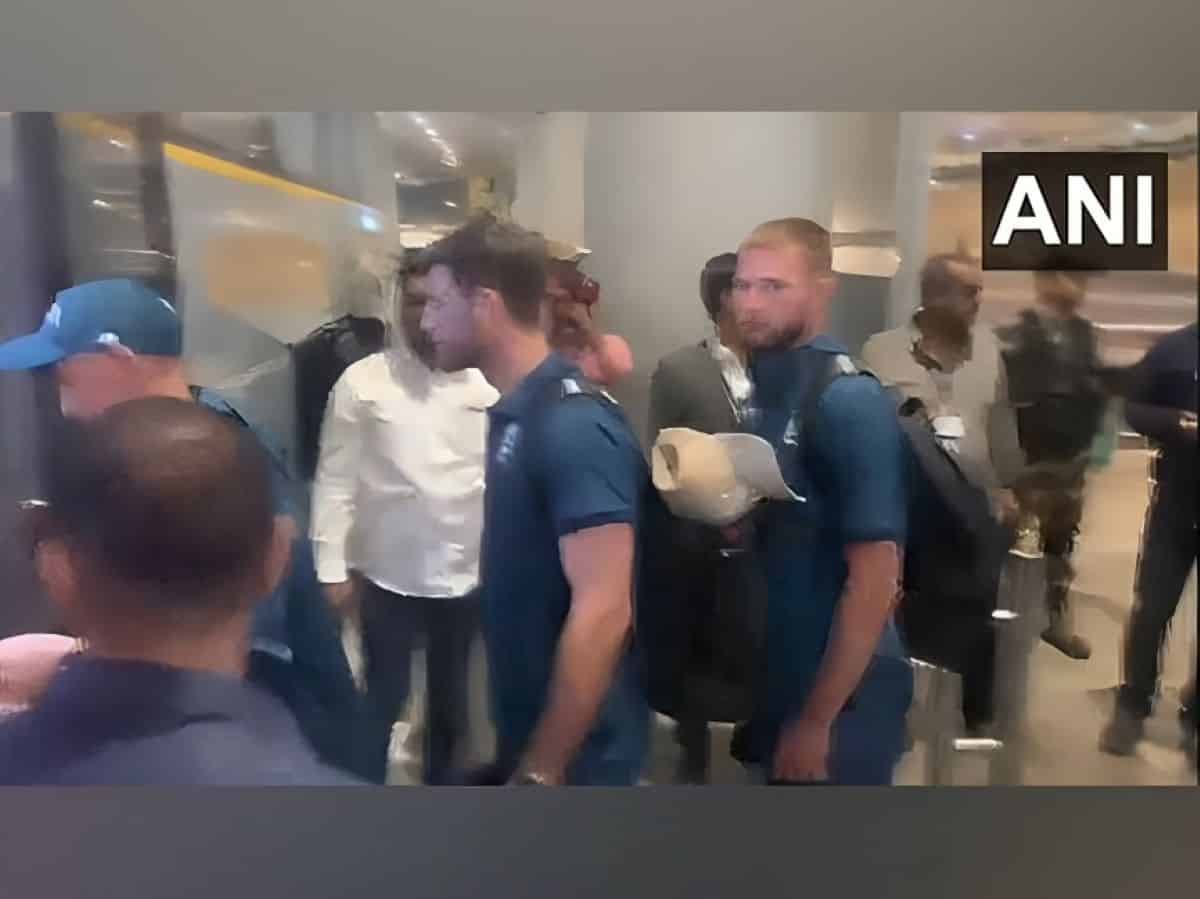 England team arrive at Hyderabad airport