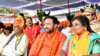 Telangana Governor Tamilisai Soundararajan, Union Minister G Kishan Reddy, Rajya Sabha MP K Laxman at Nizam College Ground