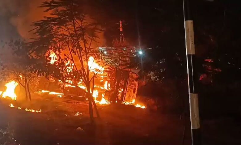 Video: Hyderabad to Chittoor bus overturns, catches fire
