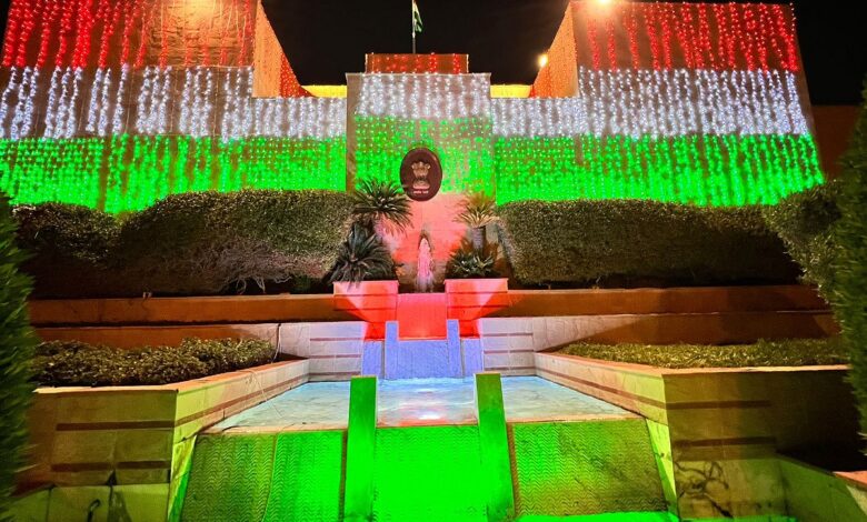 Indian embassy in Riyadh lit in tricolour for India's 75th Republic Day